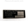 Benelli Identification plate - Benelli data plate