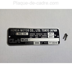 Plaque de cadre Honda 400 cx - nc05