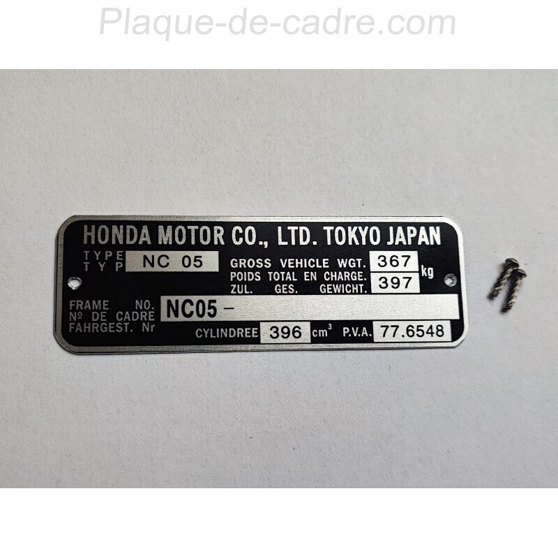 Plaque de cadre Honda 400 cx - nc05