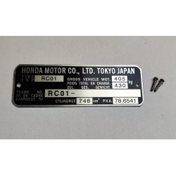 Honda CB 750 K (RC01) engraved frame plate – identification plate