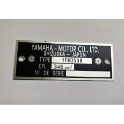 Yamaha YFM350R engraved frame plate – identification plate