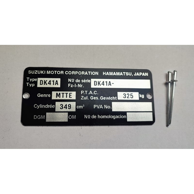Suzuki DR 350 - DK41A frame plate