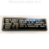 Plaque de cadre Honda Z50 A - CL 450 - ATC 90 KO - CB 750 - N360 - CL 175 KO - SL 70 KO - CB 450 K4 - CB 750 K1...
