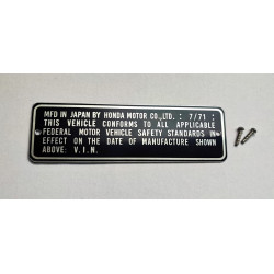 Plaque de cadre Honda 7/71