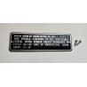 Honda 7/71 engraved frame plate – identification plate