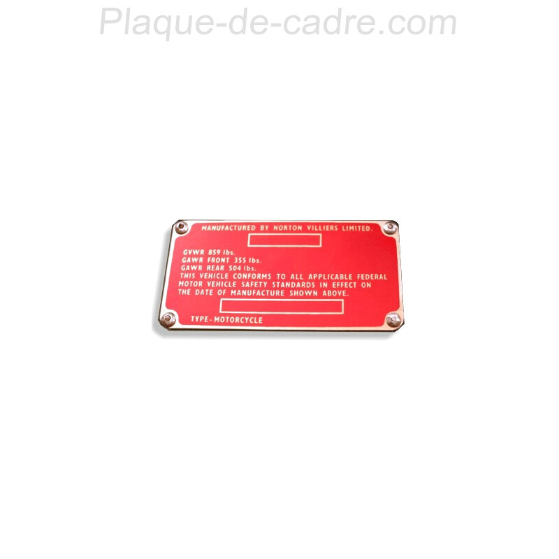 Plaque de cadre Norton Commando