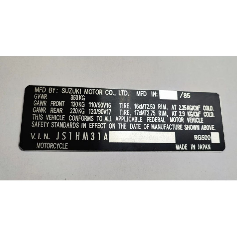 Plaque Suzuki RG 500