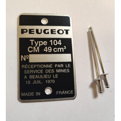 Plaque de cadre Peugeot 104 103 sp