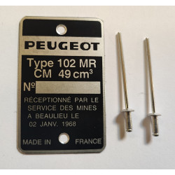 Plaque de cadre Peugeot 102 103 sp
