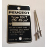 Peugeot 104T Manufacturer's Plate