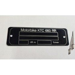 KTC 660 RR engraved frame plate – manufacturer plate