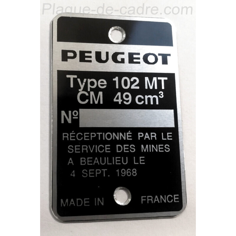 Plaque de cadre Peugeot