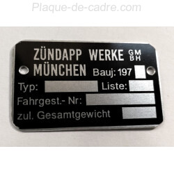 Plaque de cadre Zündapp