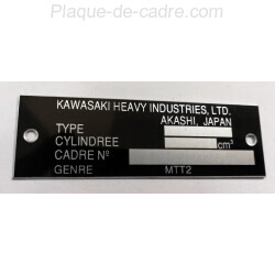 Kawasaki identification plate - Kawasaki data plate