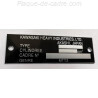 Kawasaki identification plate - Kawasaki data plate