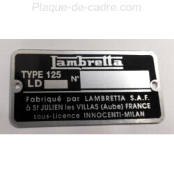 Lambretta identification plate - Lambretta frame plate