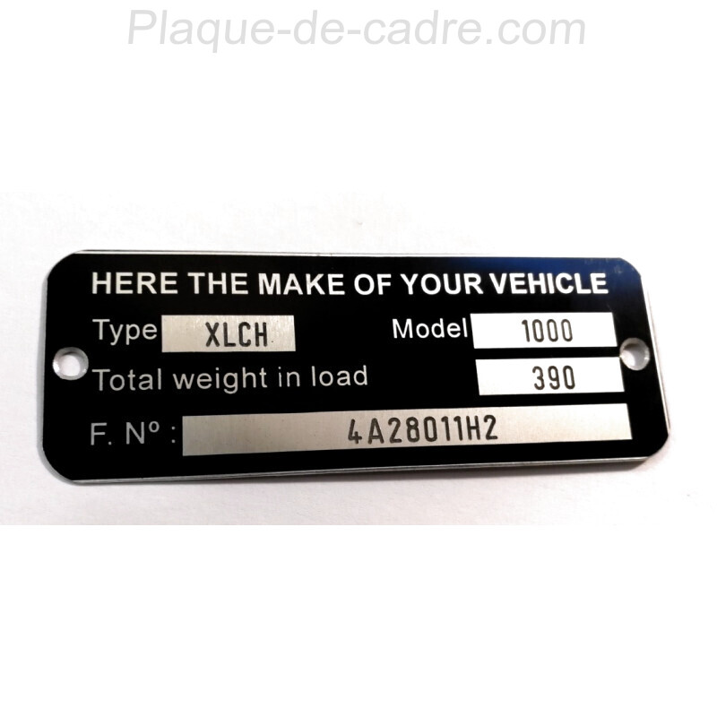 Custom Id plate - Frame plate for all US brands