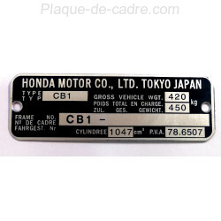 Honda CBX1000 CB1000 id plate - data plate