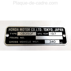 Plaque de cadre Honda CB 350 F