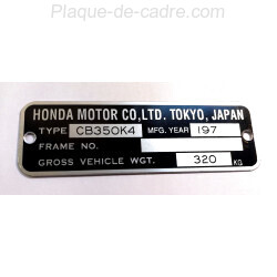 Honda CB 350 k4 identification plate - Honda CB 350 k4 data plate