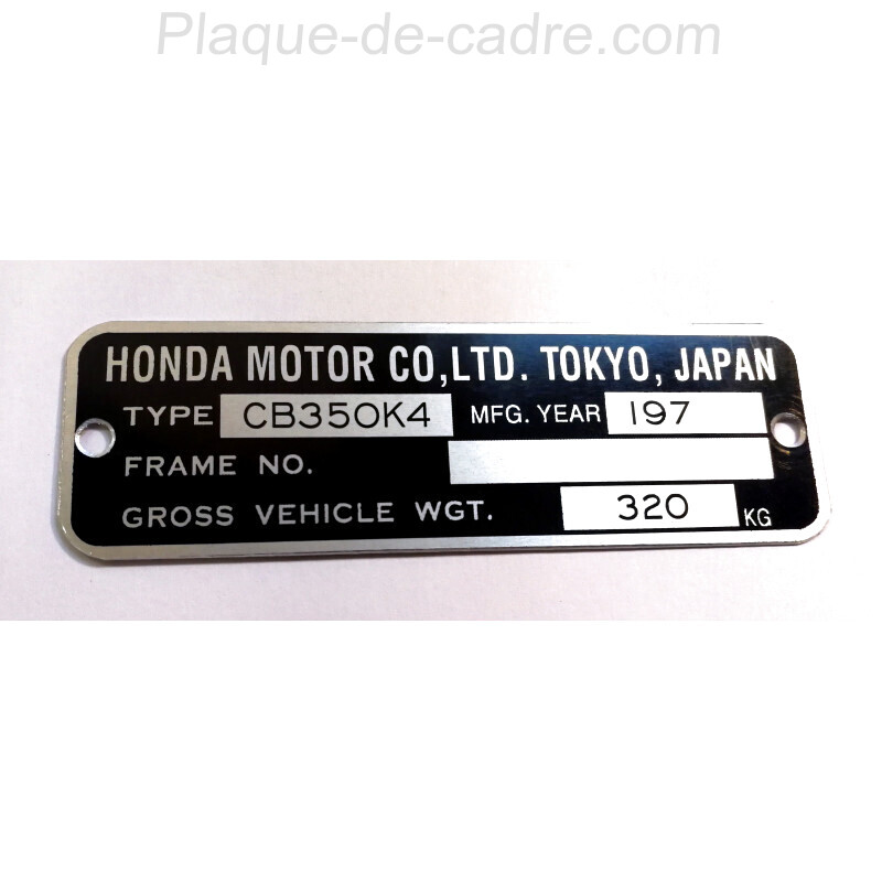 Honda CB 350 k4 identification plate - Honda CB 350 k4 data plate