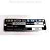 Honda CB 350 k4 identification plate - Honda CB 350 k4 data plate