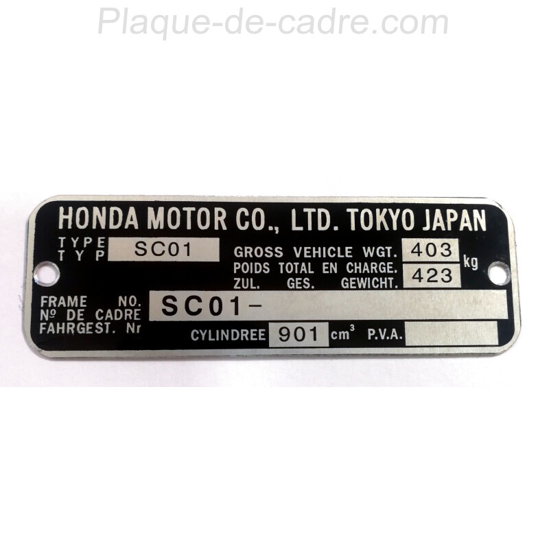 Honda CB 900 identification plate - Honda CB 900 data plate