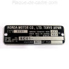 Honda CB 900 identification plate - Honda CB 900 data plate