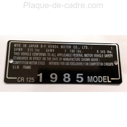 Plaque de cadre Honda CR 125