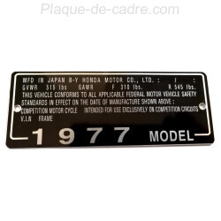 Honda CB 550 Four identification plate - Honda CB 550 Four data plate