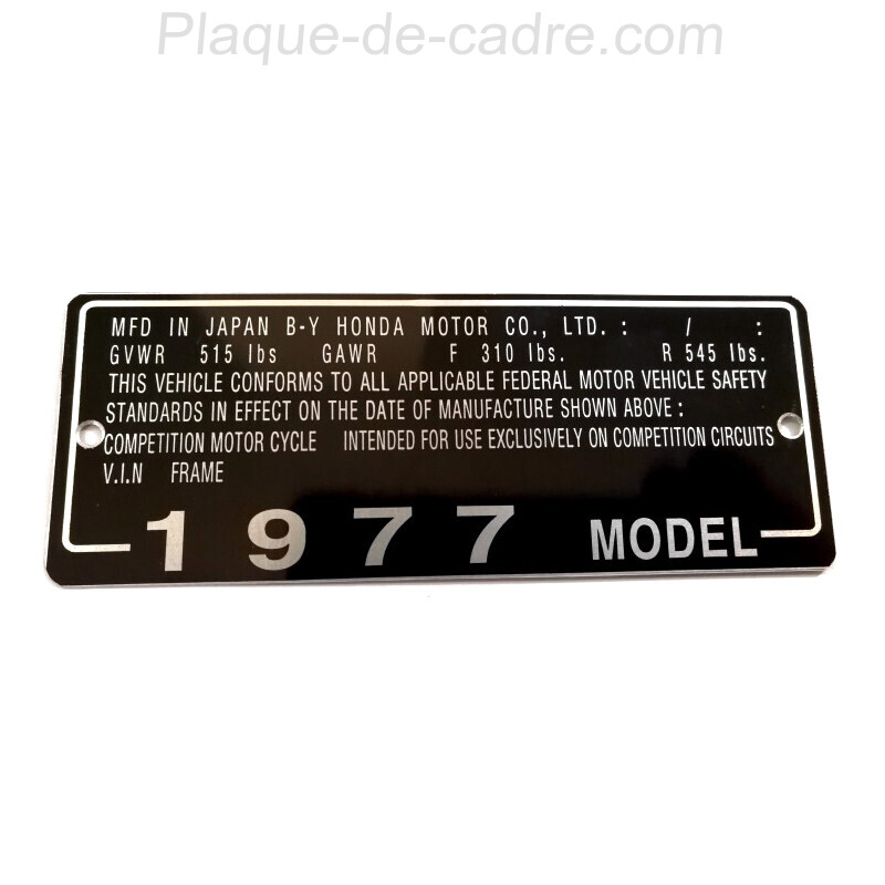 Honda CB 550 Four identification plate - Honda CB 550 Four data plate