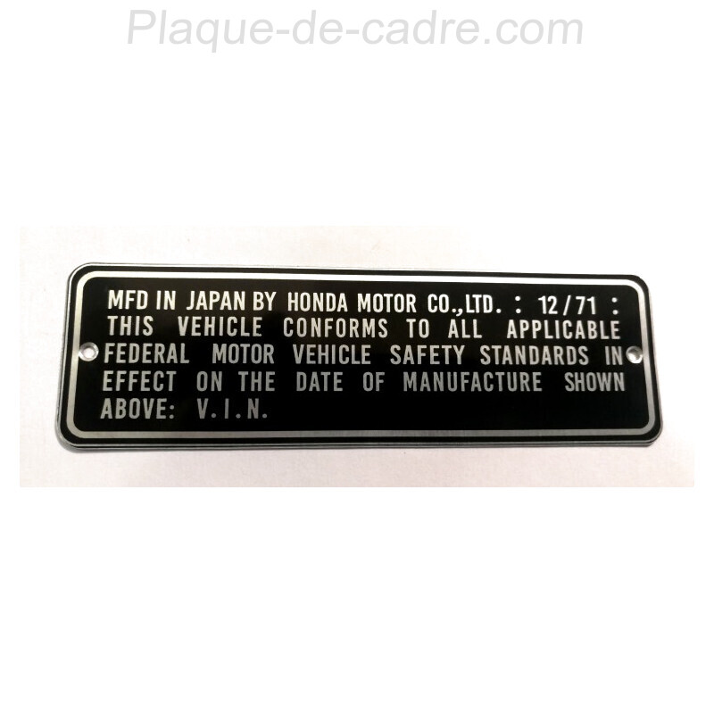 Honda Z50 A - CL 450 - ATC 90 KO - CB 750 - N360 - CL 175 KO - SL 70 KO - CB 450 K4 - CB 750 K1 vin plate