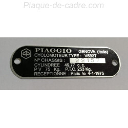 Piaggio Identification plate - Piaggio data plate