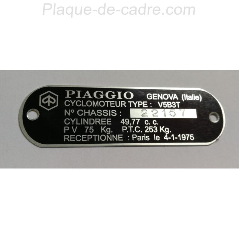 Piaggio Identification plate - Piaggio data plate