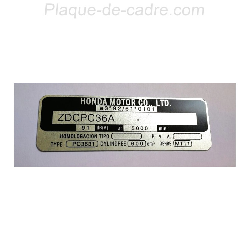 Plaque de cadre Honda CB 600 F Hornet