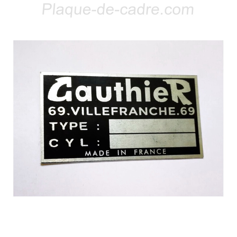 Gauthier vin Plate - Gauthier Data plate