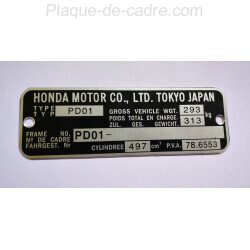 Plaque de cadre Honda XL 500 S