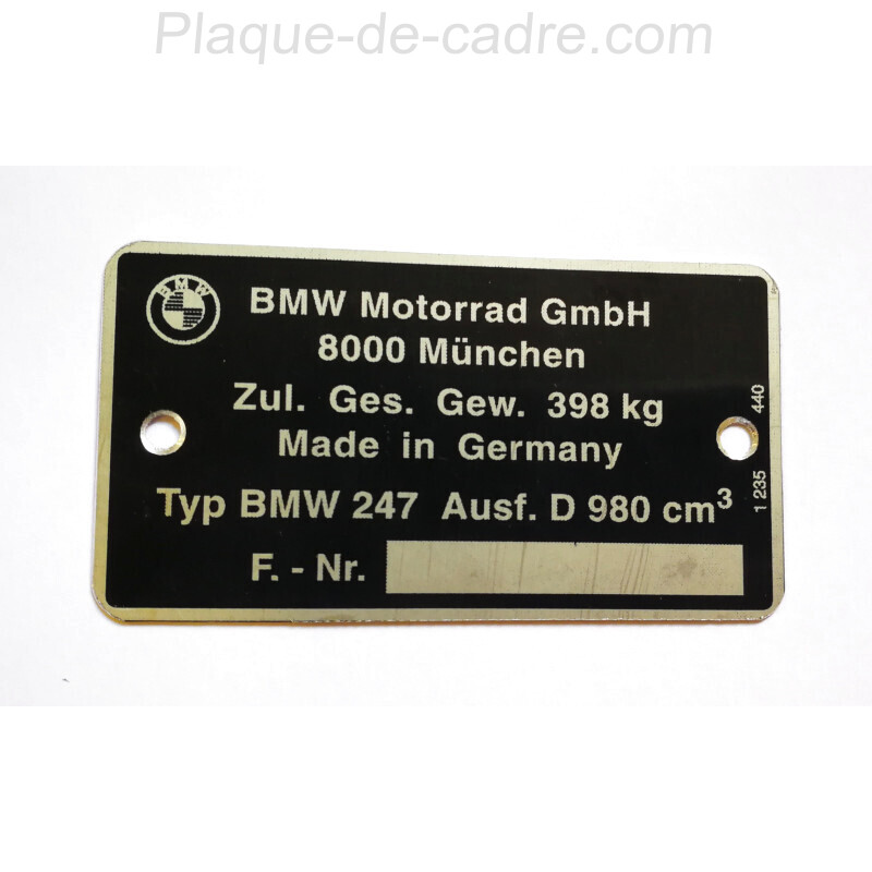 BMW 247 Data Plate