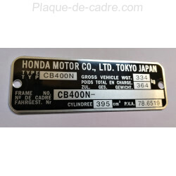 CB 400 N Id Plate