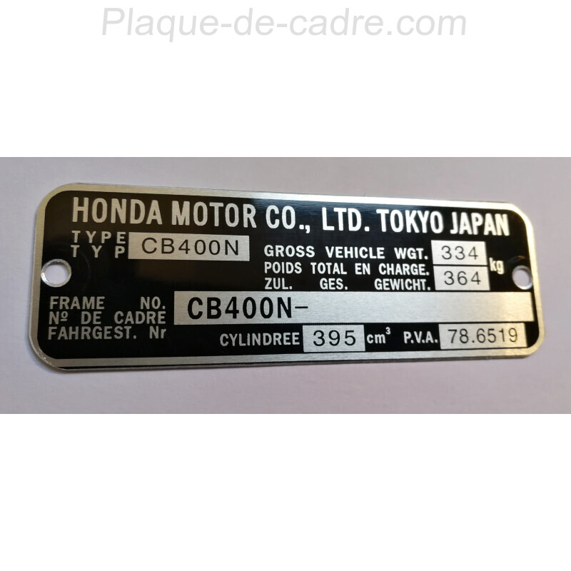 CB 400 N Id Plate