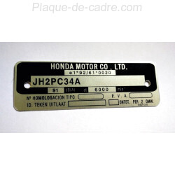 Plaque de cadre Honda CB Hornet