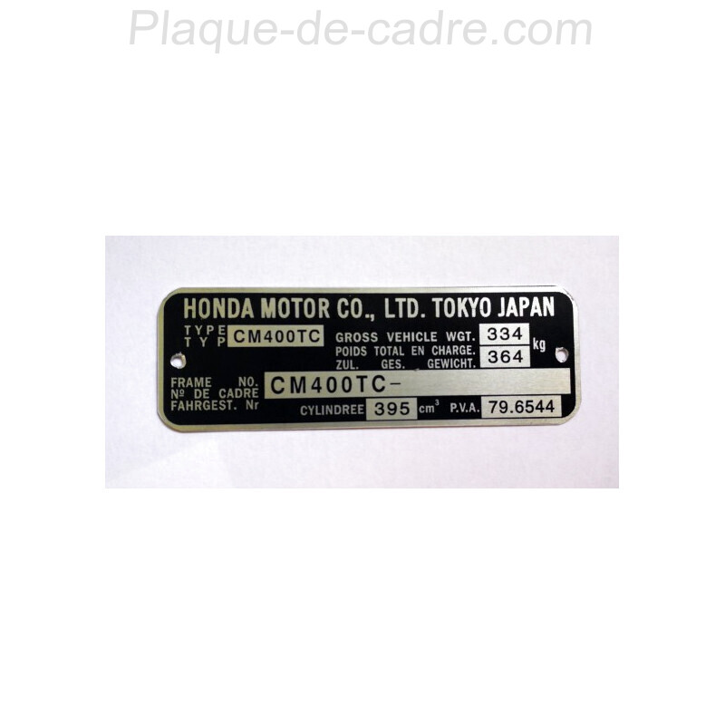 Plaque de cadre Honda CM 400 TC