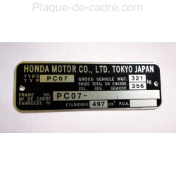 Plaque de cadre Honda FT500 - pc07
