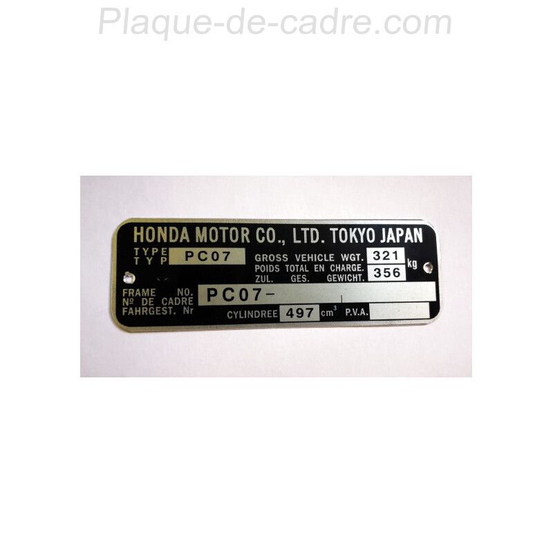 Plaque de cadre Honda FT500 - pc07