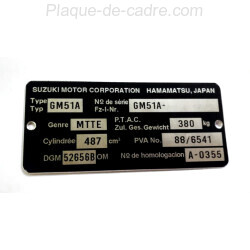 Plaque de cadre Suzuki