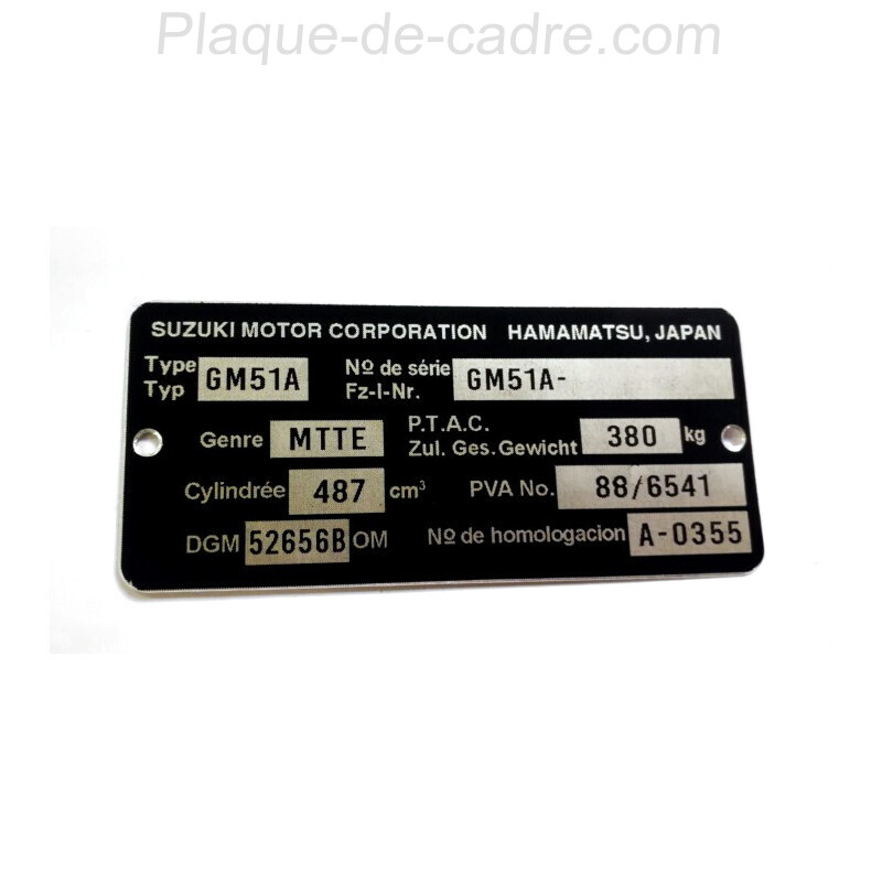 Plaque de cadre Suzuki
