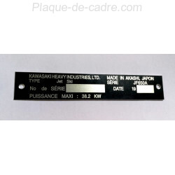 Kawasaki identification plate - Kawasaki data plate